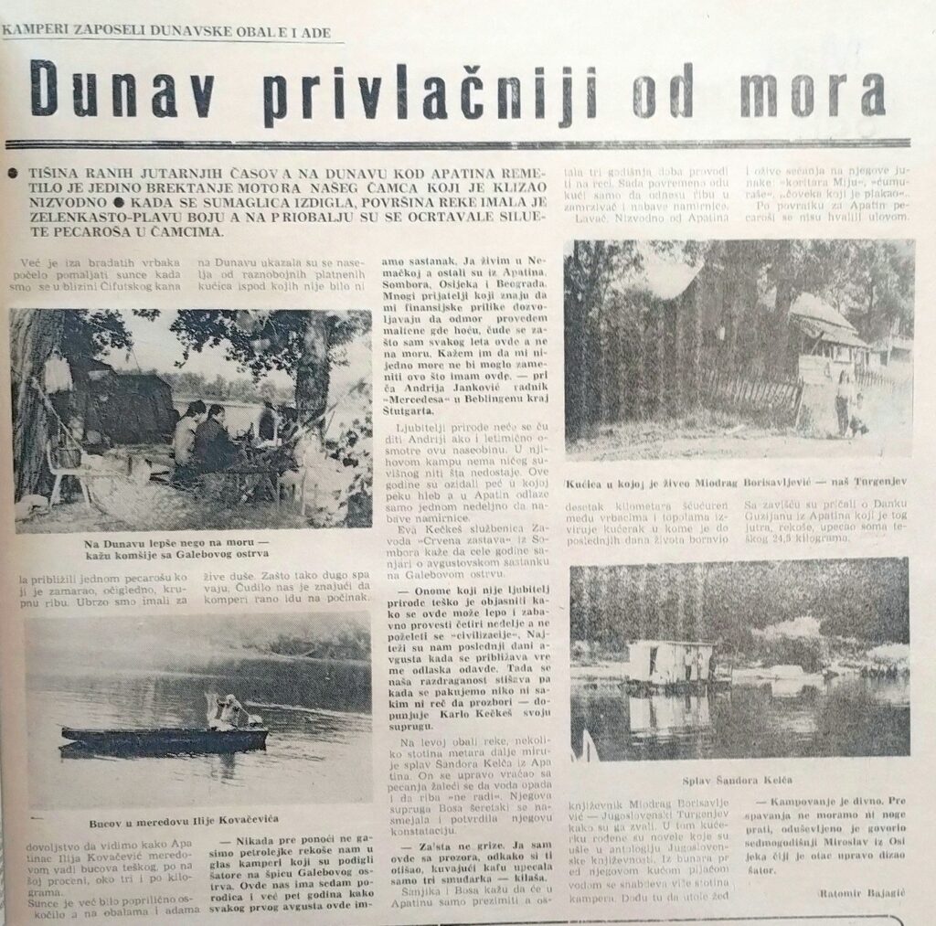 novinski članak o letovanju na Dunavu i kampovanju